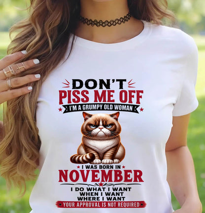 NOVEMBER – ZERO PATIENCE FUNNY CAT - FOR WOMEN - TLEE11 (SKU2608-291-11)