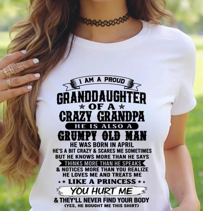 APRIL - PROUD GRANDDAUGHTER OF A CRAZY GRANDPA - FROM GRANDPA - TLEE04 (SKU2607-114-04)