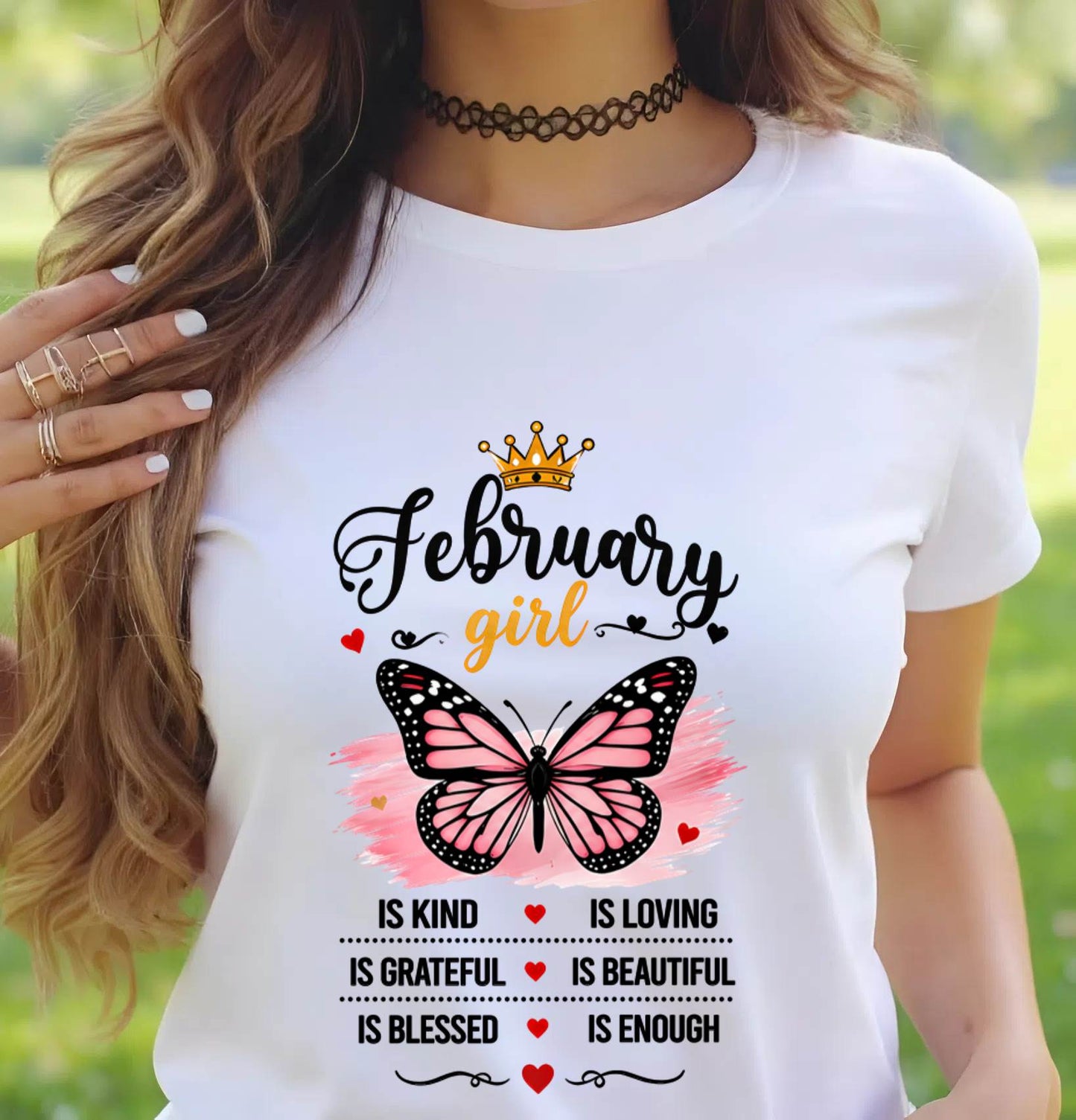 FEBRUARY GIRL BUTTERFLY SHIRT - FOR WOMEN - TLEE02 (SKU2608-593-02)