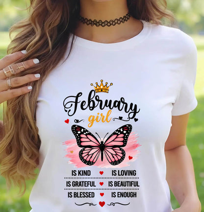 FEBRUARY GIRL BUTTERFLY SHIRT - FOR WOMEN - TLEE02 (SKU2608-593-02)