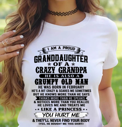 FEBRUARY - PROUD GRANDDAUGHTER OF A CRAZY GRANDPA - FROM GRANDPA - TLEE02 (SKU2607-114-02)