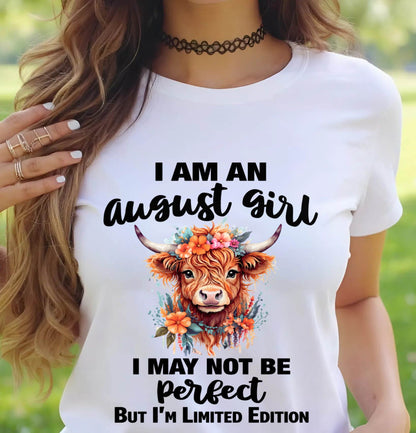 AUGUST GIRL FLORAL HIGHLAND COW TEE - FOR WOMEN - TLEE08 (SKU2607-278-08)