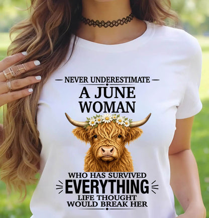JUNE WOMAN HIGHLAND COW SHIRT - FOR WOMEN - TLEE06 (SKU2606-158-06)