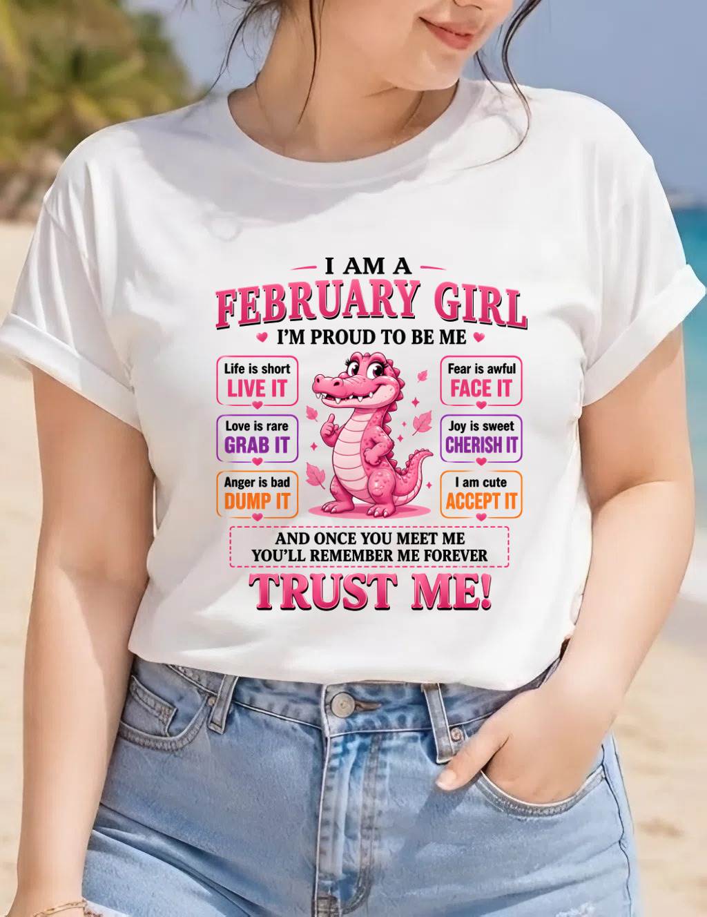 FEBRUARY GIRL CUTE ALLIGATOR TEE - FOR WOMEN - TLEE02 (SKU2607-236-02)