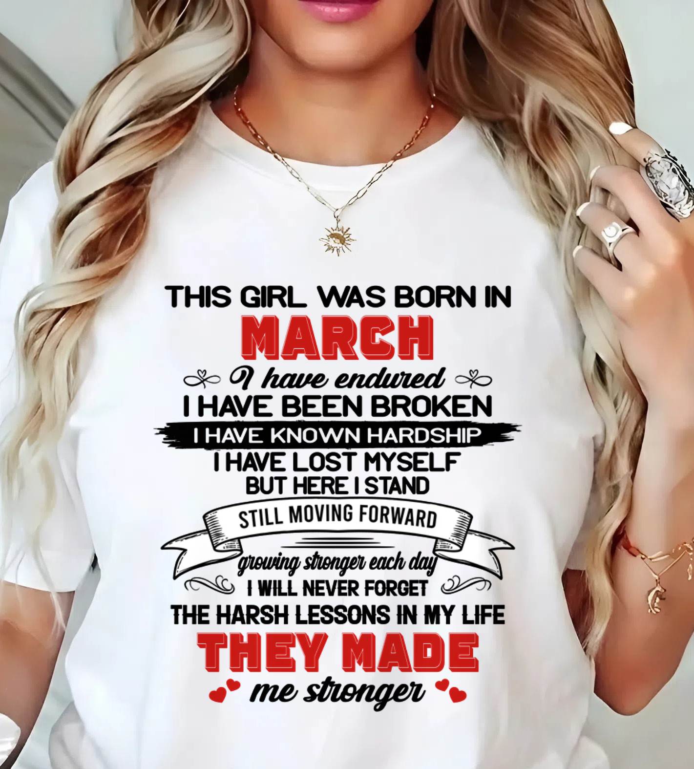MARCH - EVERY HARD LESSON MADE ME STRONGER - FOR WOMEN - TLEE03 (SKU2602-22-03)