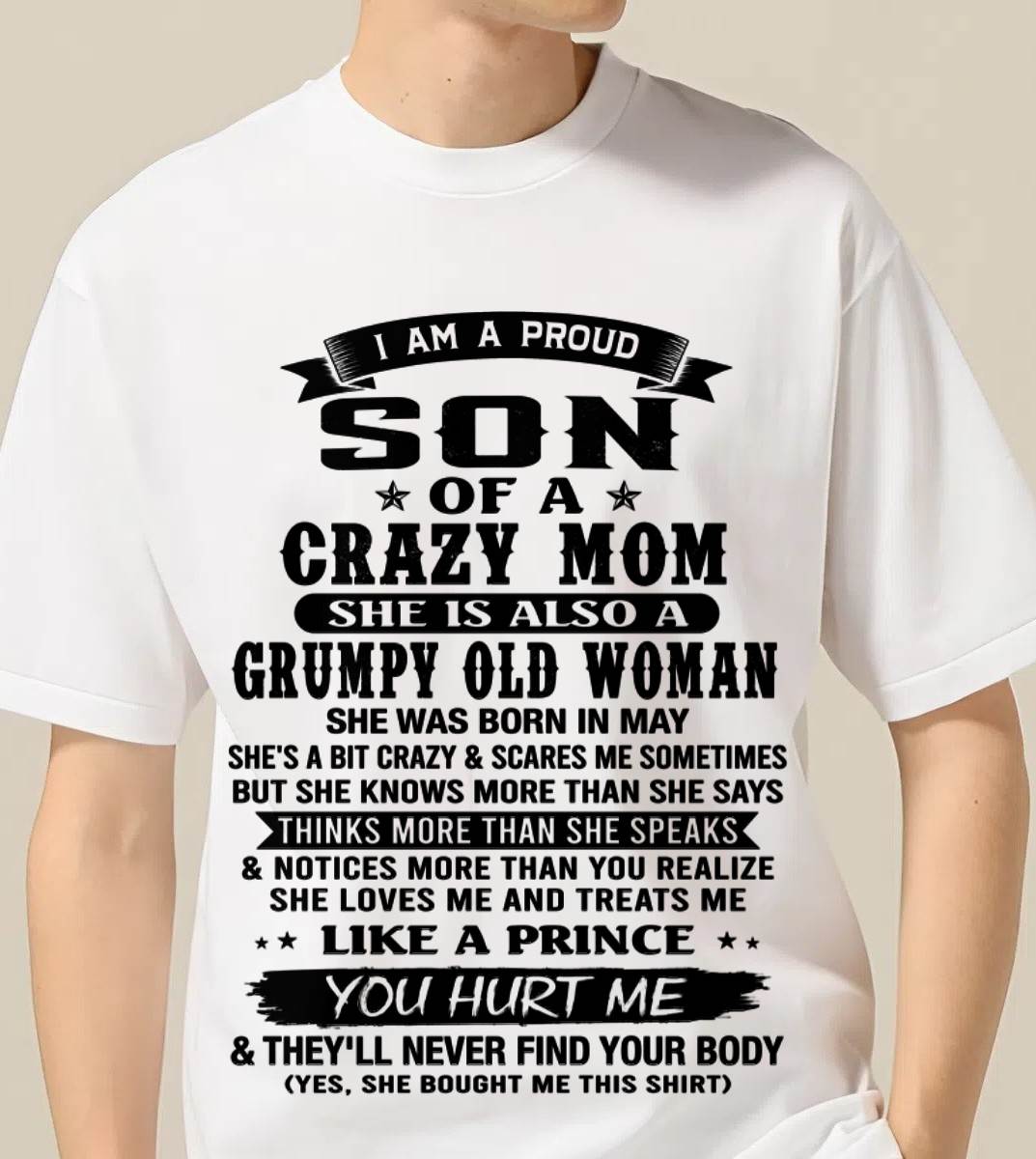 MAY - PROUD SON OF A FREAKIN' AWESOME MOM - FROM MOM - TLEE05 (SKU2607-60-05)
