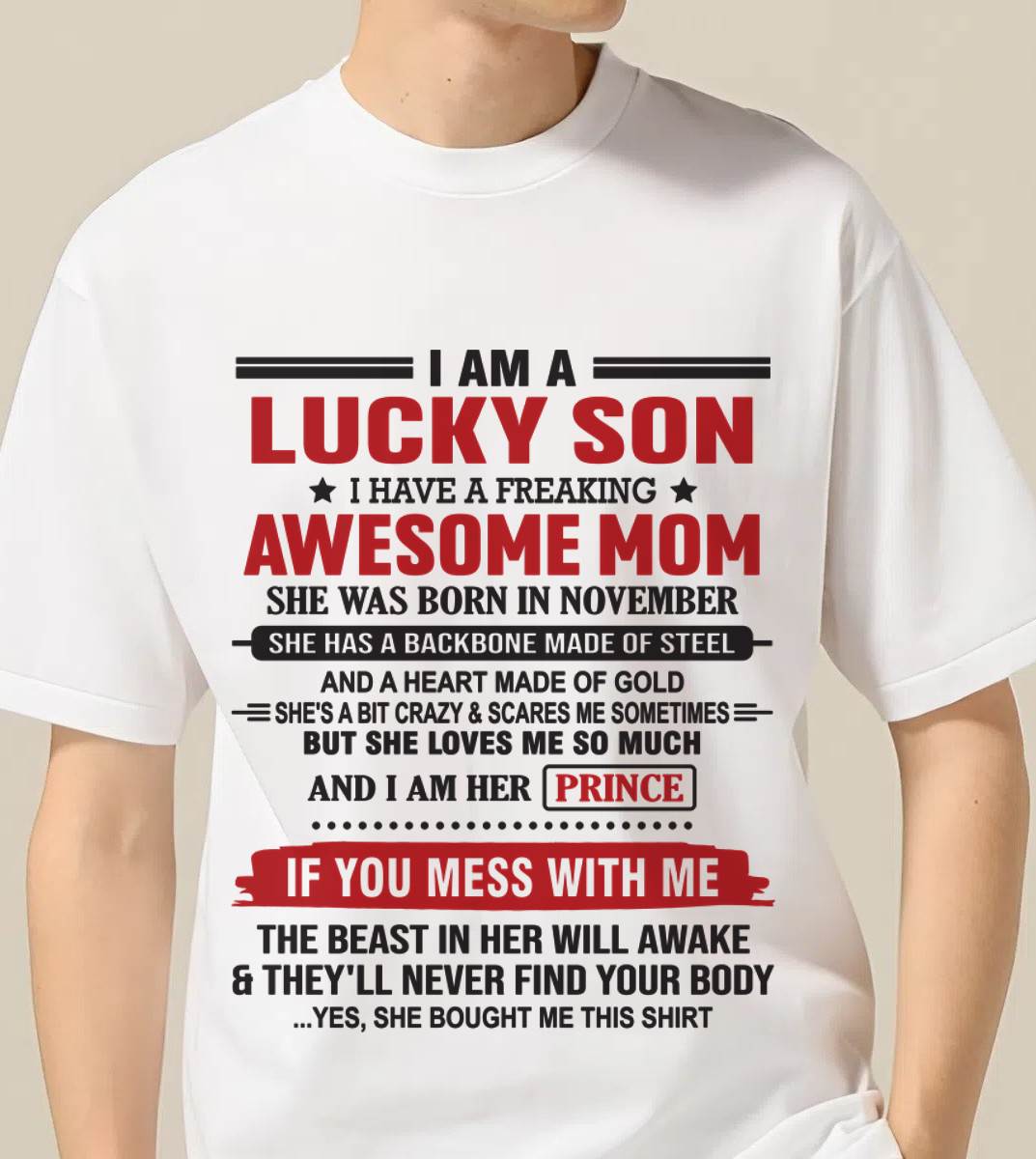 NOVEMBER - LUCKY SON OF A STRONG AND PROTECTIVE MOM - FROM MOM - TLEE11 (SKU2602-97-11)