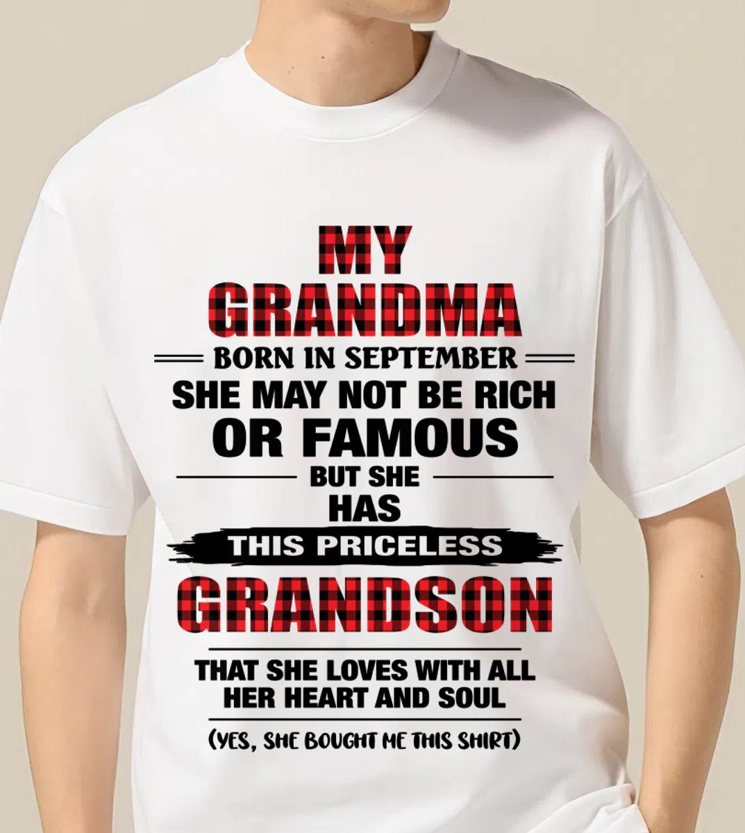 SEPTEMBER GRANDMA LOVES ME – PRICELESS GRANDSON GIFT- FROM GRANDMA - TLEE09 (SKU2604-260-09)