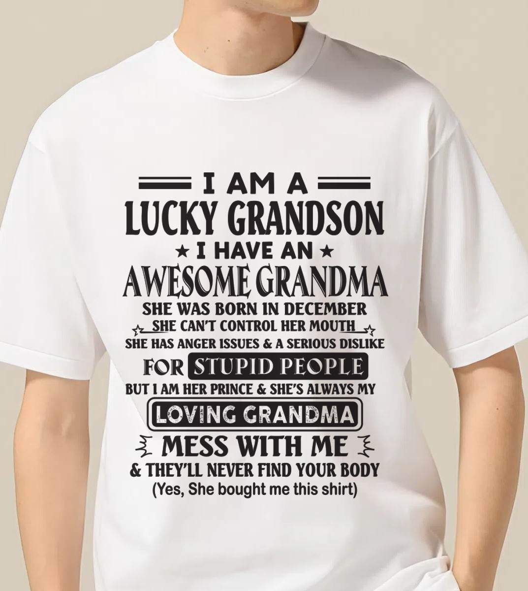 DECEMBER - I AM A LUCKY GRANDSON I HAVE AN AWESOME GRANDMA - FROM GRANDMA - TLEE12 (SKU12-40-12)