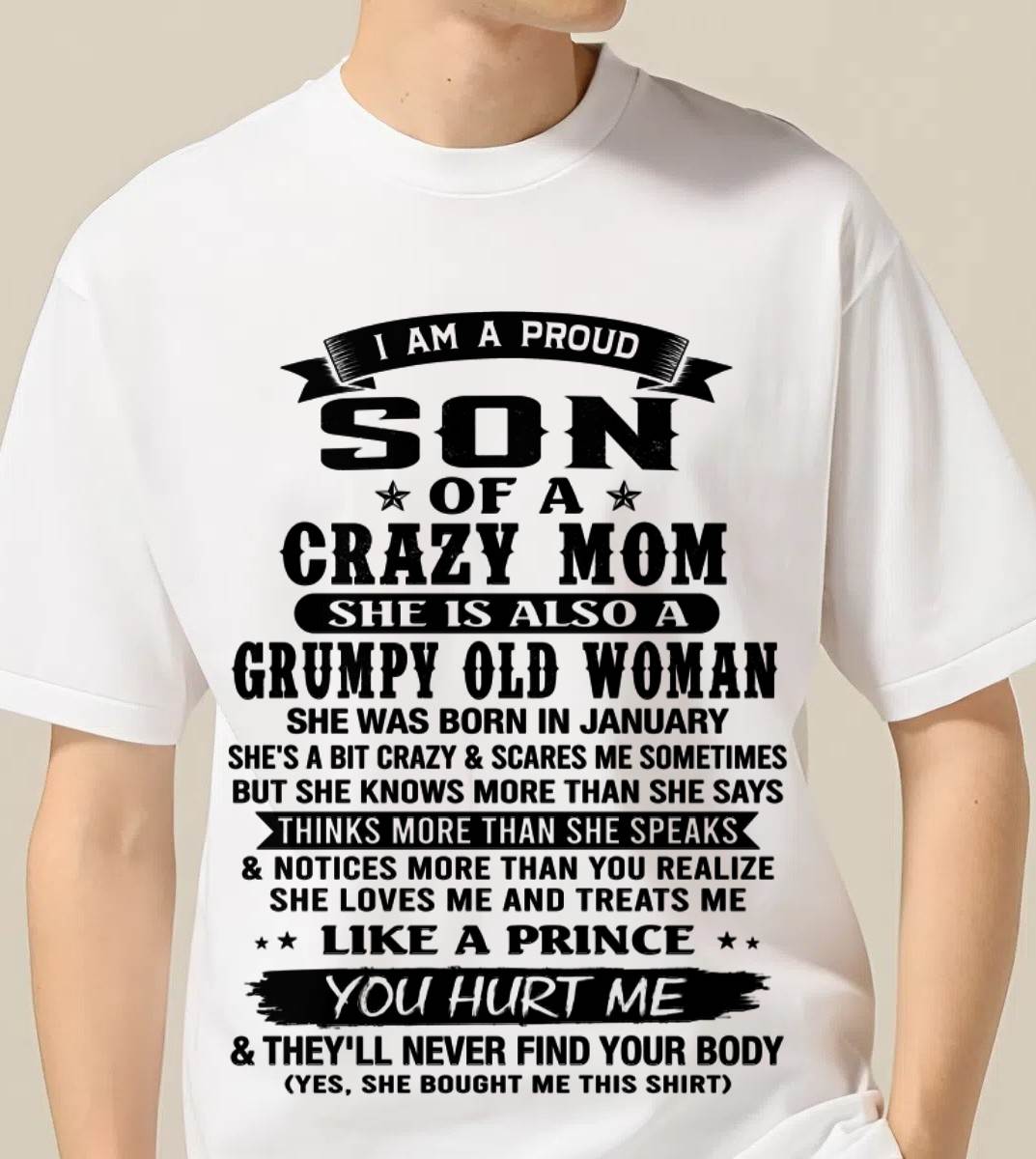 JANUARY - PROUD SON OF A FREAKIN' AWESOME MOM - FROM MOM - TLEE01 (SKU2607-60-01)