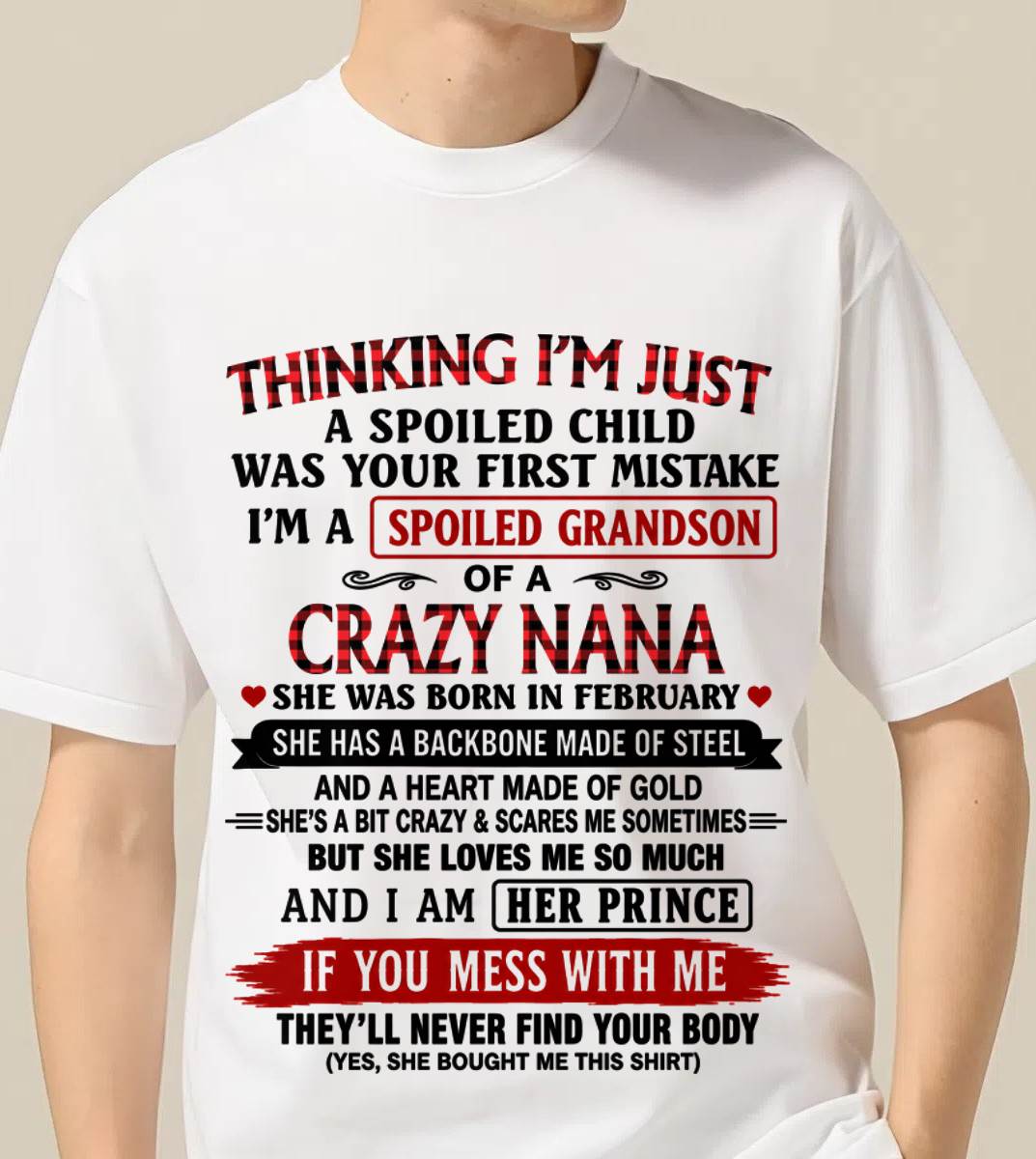 FEBRUARY - NANA LOVES HER GRANDSON SHIRT - FROM GRANDMA - TLEE02 (SKU2608-28-02)