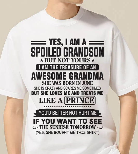 JUNE - YES, I AM A SPOILED GRANDSON BUT NOT YOURS I AM THE TREASURE OF AN AWESOME GRANDMA - FROM GRANDMA - TLEE06 (SKU10-57-06)