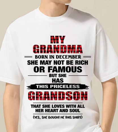 DECEMBER GRANDMA LOVES ME – PRICELESS GRANDSON GIFT- FROM GRANDMA - TLEE12 (SKU2604-260-12)