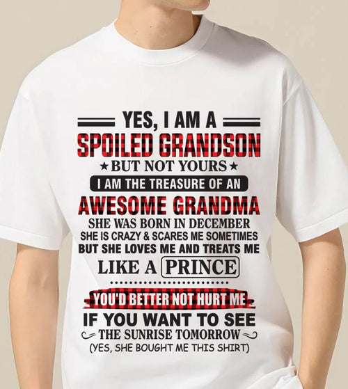DECEMBER - YES, I AM A SPOILED GRANDSON BUT NOT YOURS I AM THE TREASURE OF AN AWESOME GRANDMA - FROM GRANDMA - TLEE12 (SKU2602-108-12)
