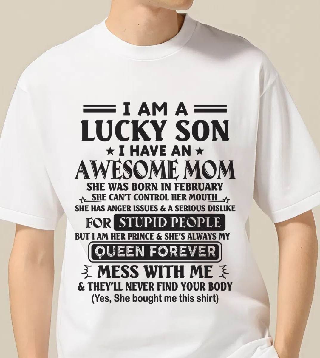 FEBRUARY - I AM A LUCKY SON I HAVE AN AWESOME MOM - FROM MOM - TLEE02 (SKU11-37-02)