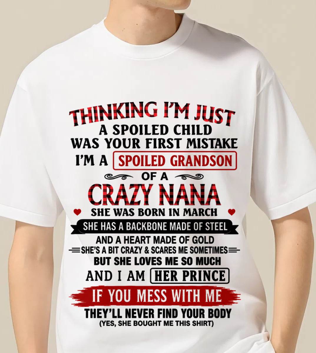 MARCH - NANA LOVES HER GRANDSON SHIRT - FROM GRANDMA - TLEE03 (SKU2608-28-03)