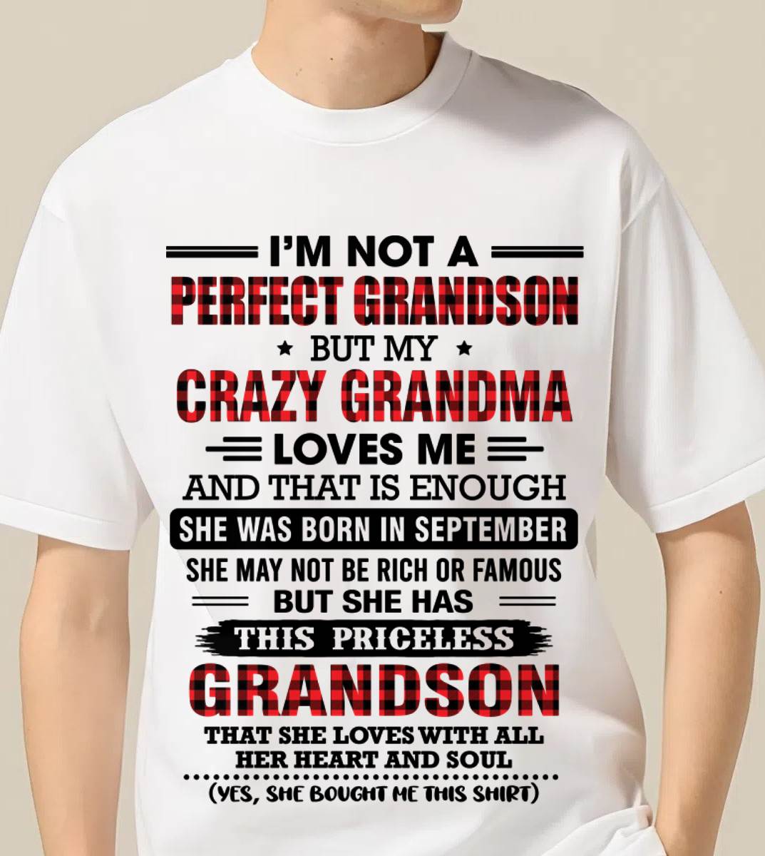 SEPTEMBER - NOT PERFECT, JUST GRANDMA’S FAVORITE GRANDSON - FROM GRANDMA - TLEE09 (SKU2606-362-09)