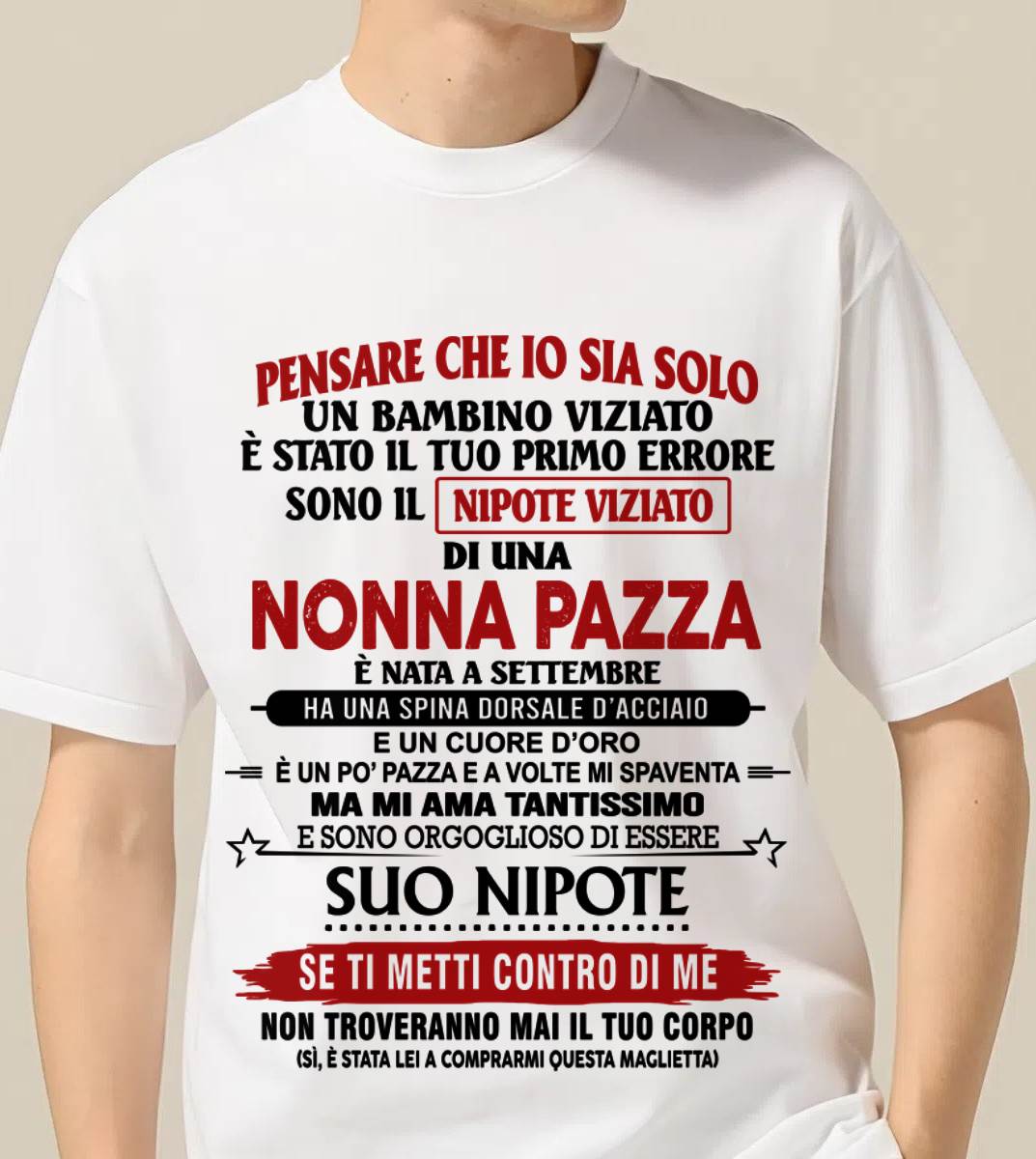NONNA PAZZA NATA A SETTEMBRE – NIPOTE VIZIATO – DALLA NONNA - TLEE09 (SKU2605-334-09)