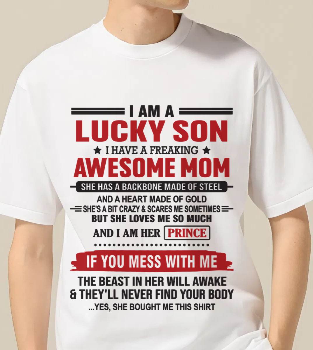 LUCKY SON OF A STRONG AND PROTECTIVE MOM - FROM MOM - TLEE00 (SKU2602-97-00)