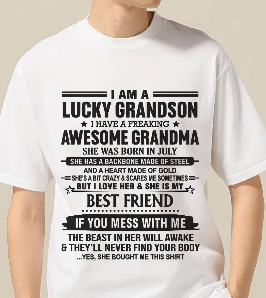 JULY - I AM A LUCKY GRANDSON I HAVE A FREAKING AWESOME GRANDMA - FROM GRANDMA - TLEE07 (SKU2603-05-07)