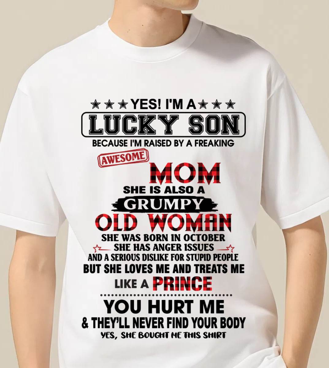 OCTOBER - LUCKY SON – PROUD TO BE RAISED BY AN AWESOME MOM - FROM MOM - TLEE10 (SKU2603-106-10)
