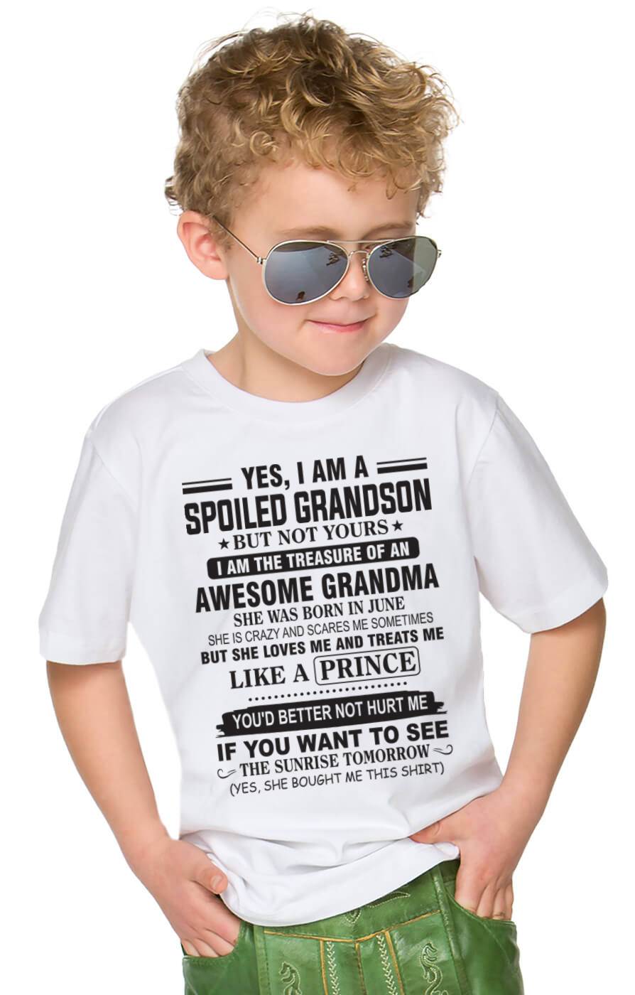 JUNE - YES, I AM A SPOILED GRANDSON BUT NOT YOURS I AM THE TREASURE OF AN AWESOME GRANDMA - FROM GRANDMA - TLEE06 (SKU10-57-06)