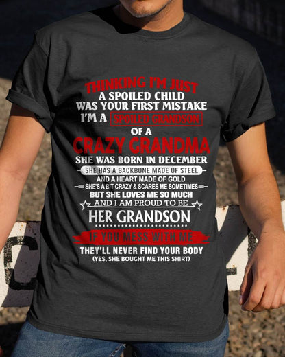 DECEMBER - THINK I'M SPOILED? WRONG—I'M A CRAZY GRANDMA’S GRANDSON - FROM GRANDMA - TLEE12 (SKU2603-186-12)