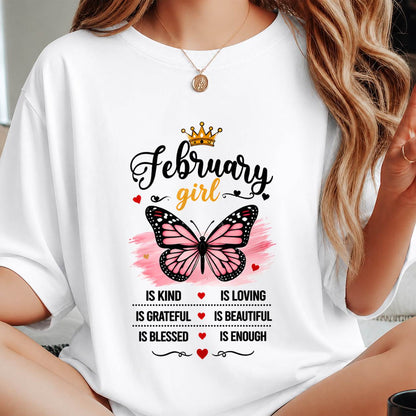 FEBRUARY GIRL BUTTERFLY SHIRT - FOR WOMEN - TLEE02 (SKU2608-593-02)