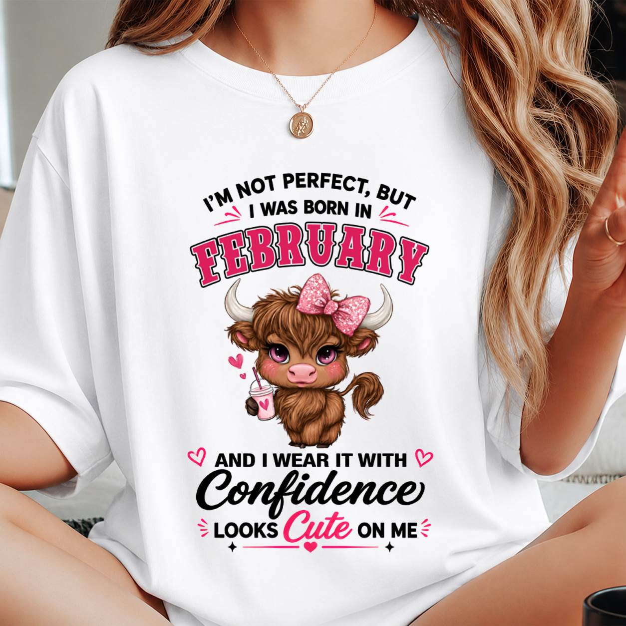 FEBRUARY BORN CONFIDENCE TEE - FOR WOMEN - TLEE02 (SKU2608-118-02)