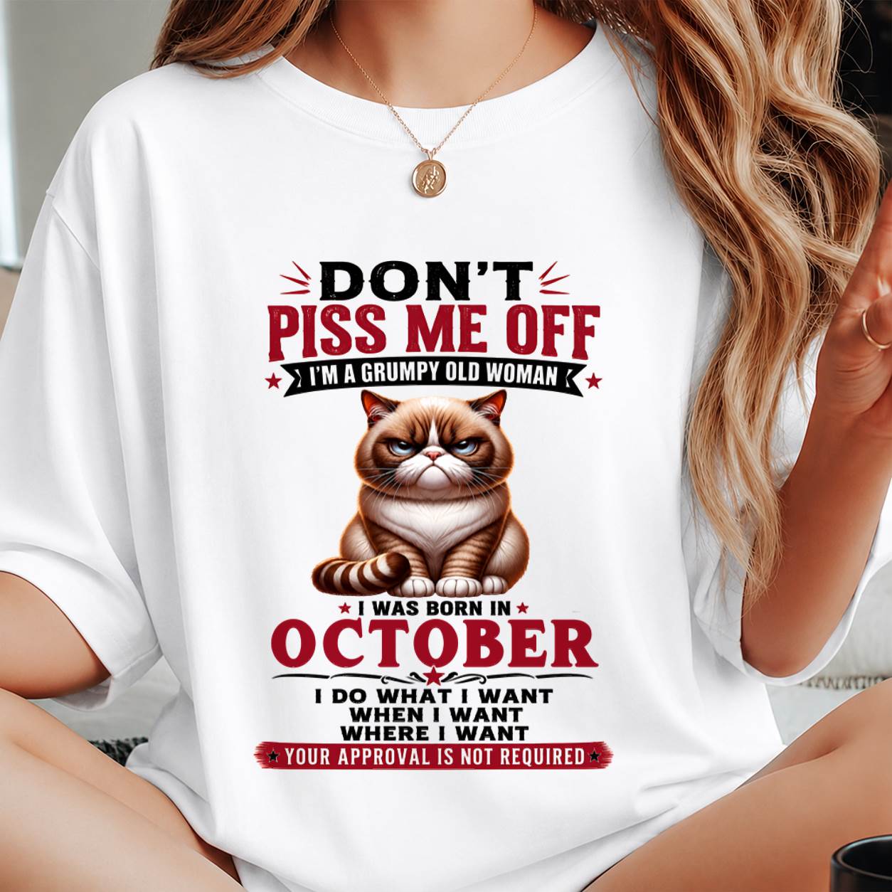 OCTOBER – ZERO PATIENCE FUNNY CAT - FOR WOMEN - TLEE10 (SKU2608-291-10)
