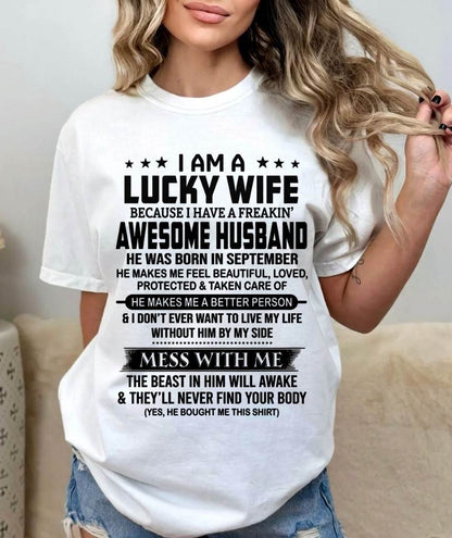 SEPTEMBER BORN HUSBAND'S LUCKY WIFE - FROM HUSBAND - TLEE09 (SKU2605-97-09)