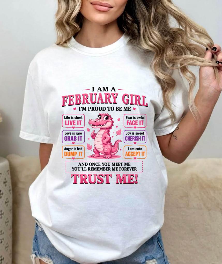 FEBRUARY GIRL CUTE ALLIGATOR TEE - FOR WOMEN - TLEE02 (SKU2607-236-02)