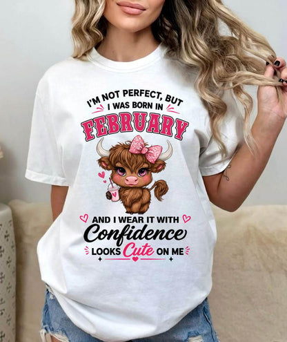 FEBRUARY BORN CONFIDENCE TEE - FOR WOMEN - TLEE02 (SKU2608-118-02)
