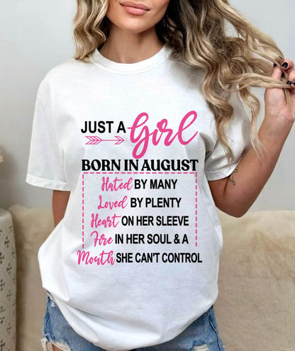 BORN IN AUGUST – A GIRL WITH ATTITUDE, HEART, AND A MOUTH SHE CAN’T CONTROL - FOR WOMEN - TLEE08 (SKU2603-363-08)