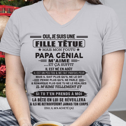 AOÛT - Oui, je suis une fille têtue – T-shirt | Cadeau d’anniversaire de papa pour sa fille - TLEE08 / fr08 (SKU12-214-08)