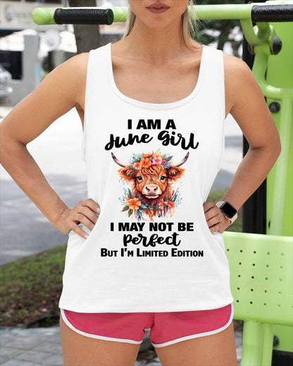 JUNE GIRL FLORAL HIGHLAND COW TEE - FOR WOMEN - TLEE06 (SKU2607-278-06)