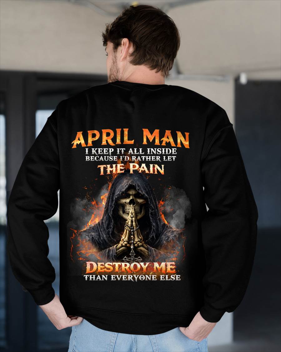 APRIL MAN SKULL SHIRT – I KEEP IT ALL INSIDE DARK GOTHIC T-SHIRT - FOR MAN - TLEE04 (SKU2604-136-04)