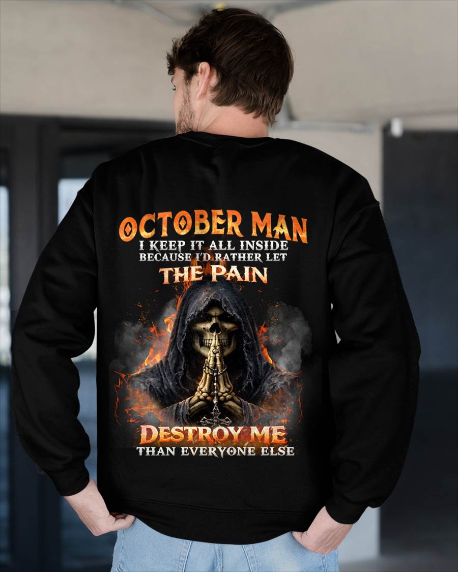OCTOBER MAN SKULL SHIRT – I KEEP IT ALL INSIDE DARK GOTHIC T-SHIRT - FOR MAN - TLEE10 (SKU2604-136-10)