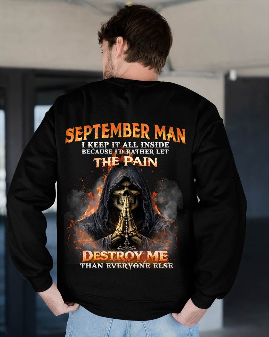 SEPTEMBER MAN SKULL SHIRT – I KEEP IT ALL INSIDE DARK GOTHIC T-SHIRT - FOR MAN - TLEE09 (SKU2604-136-09)