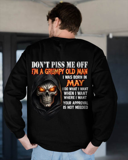 MAY BORN GRUMPY OLD MAN SKULL T-SHIRT – FUNNY ATTITUDE SHIRT - FOR MAN - TLEE05 (SKU2603-323-05)